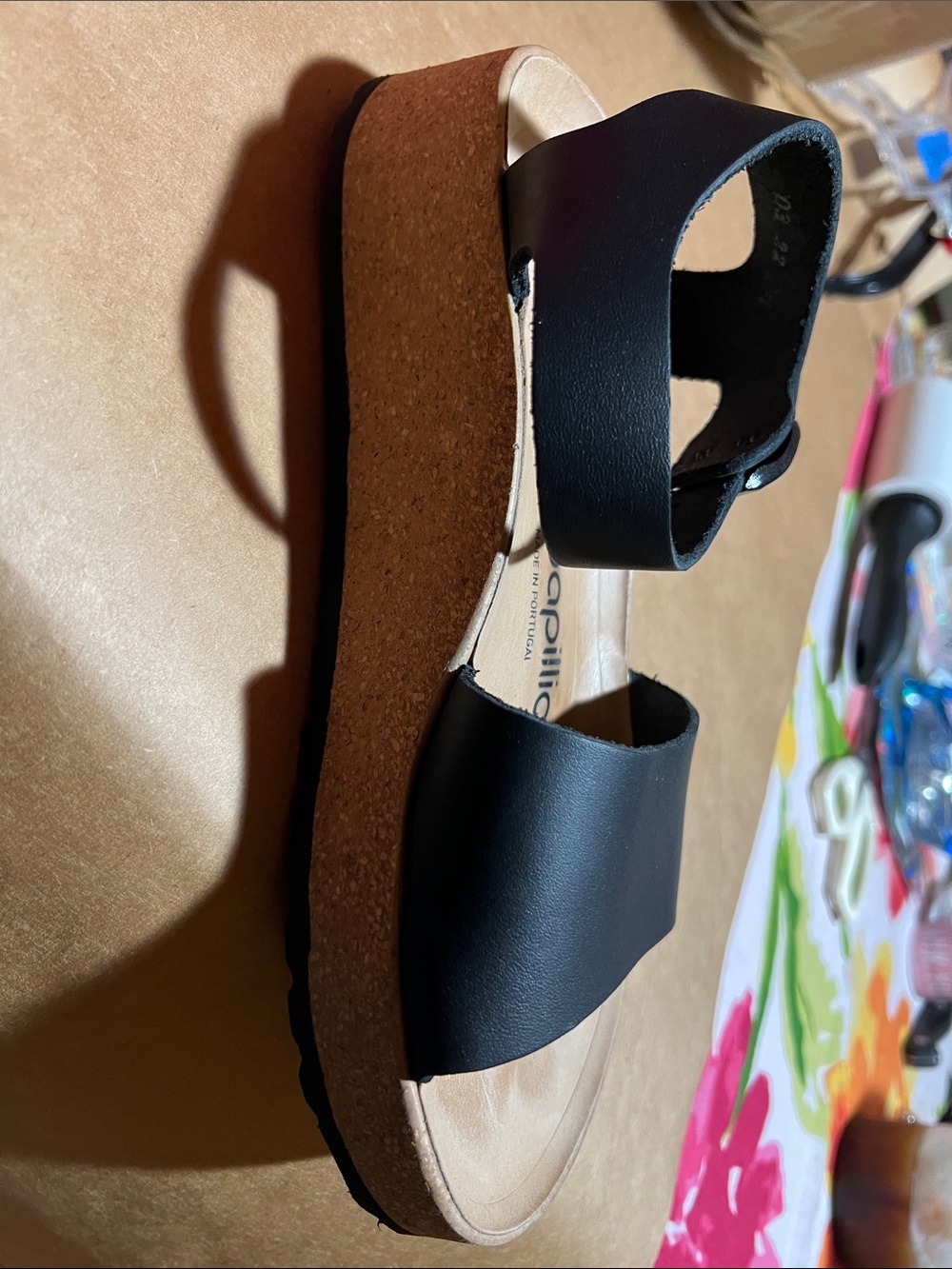 Papillio/Birkenstock Black Leather Two-Strap Ankle Sandals - Picture 4 of 8
